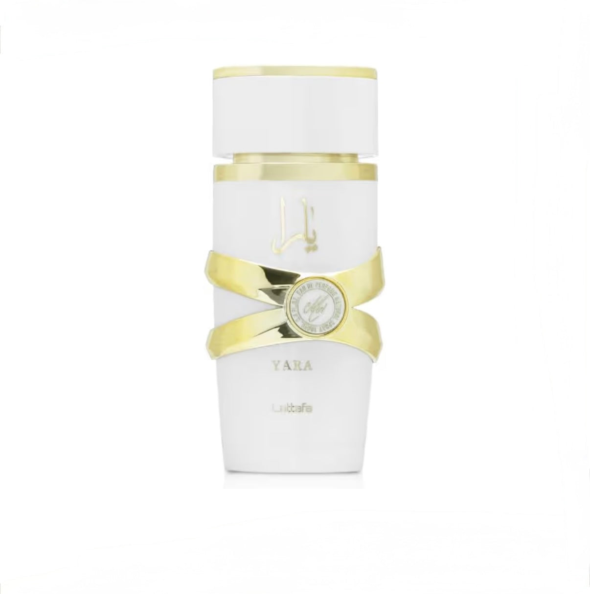 White and gold cylindrical product with 'Yara' branding on a white background