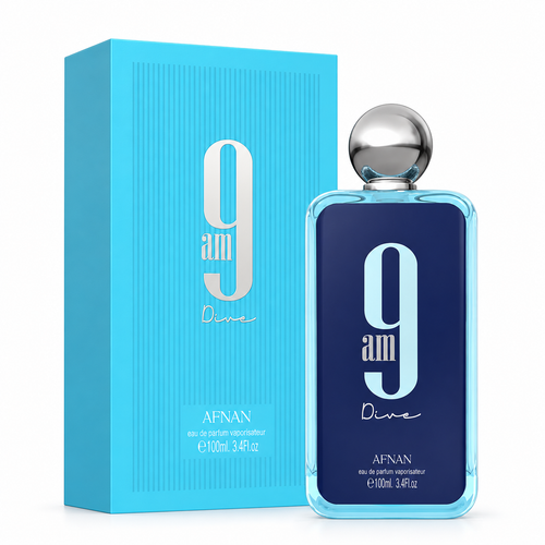 Afnan 9 AM Dive unisex, frasco y caja de 100 ml