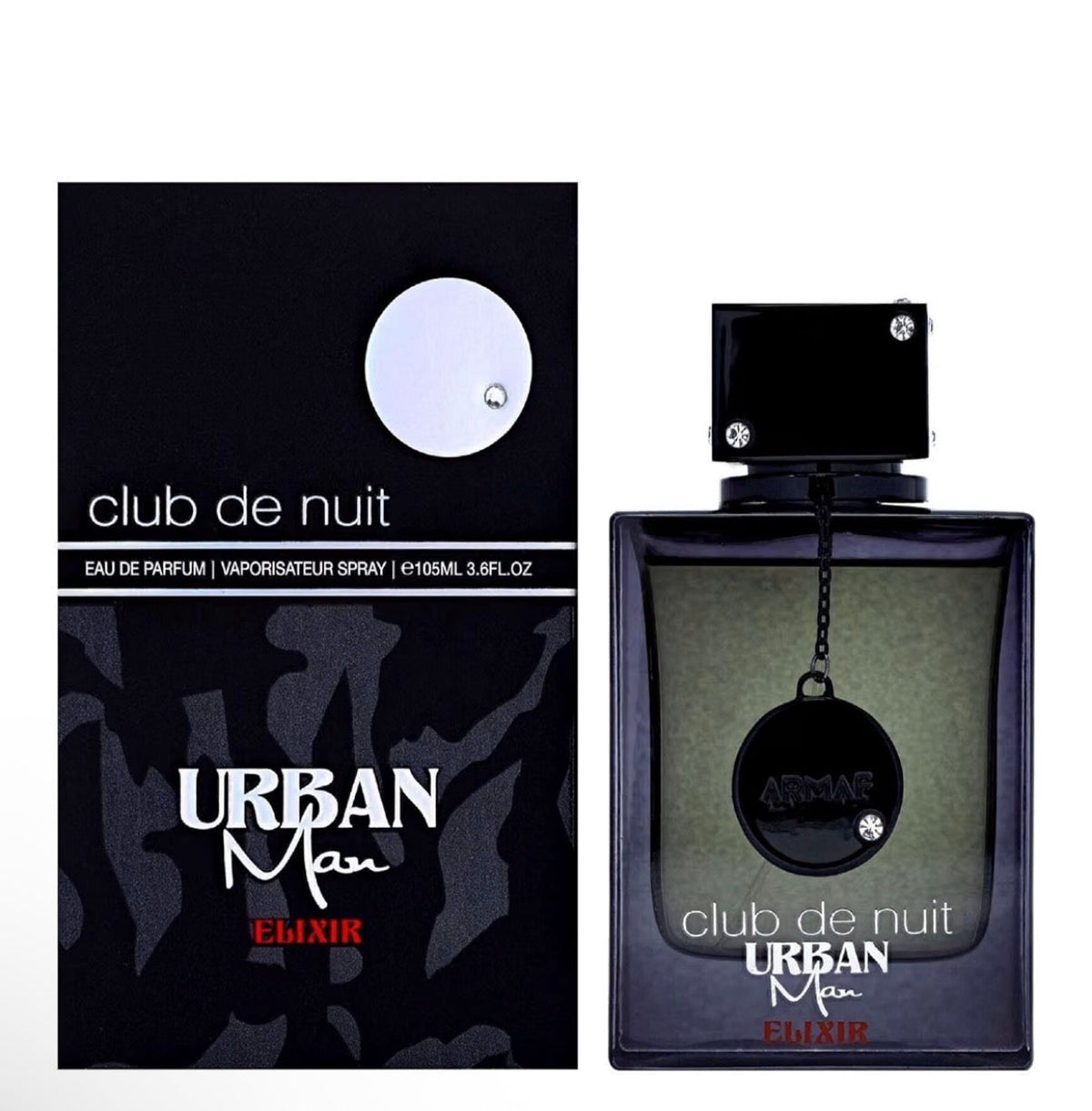 Armaf Club de Nuit Urban Man Elixir, frasco y caja de 105 ml
